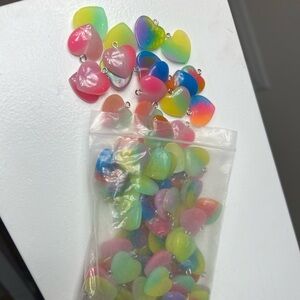 Lot of Rainbow Heart Charms Acrylic Resin Jewelry Making DIY Craft Pendant Bulk